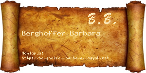 Berghoffer Barbara névjegykártya
